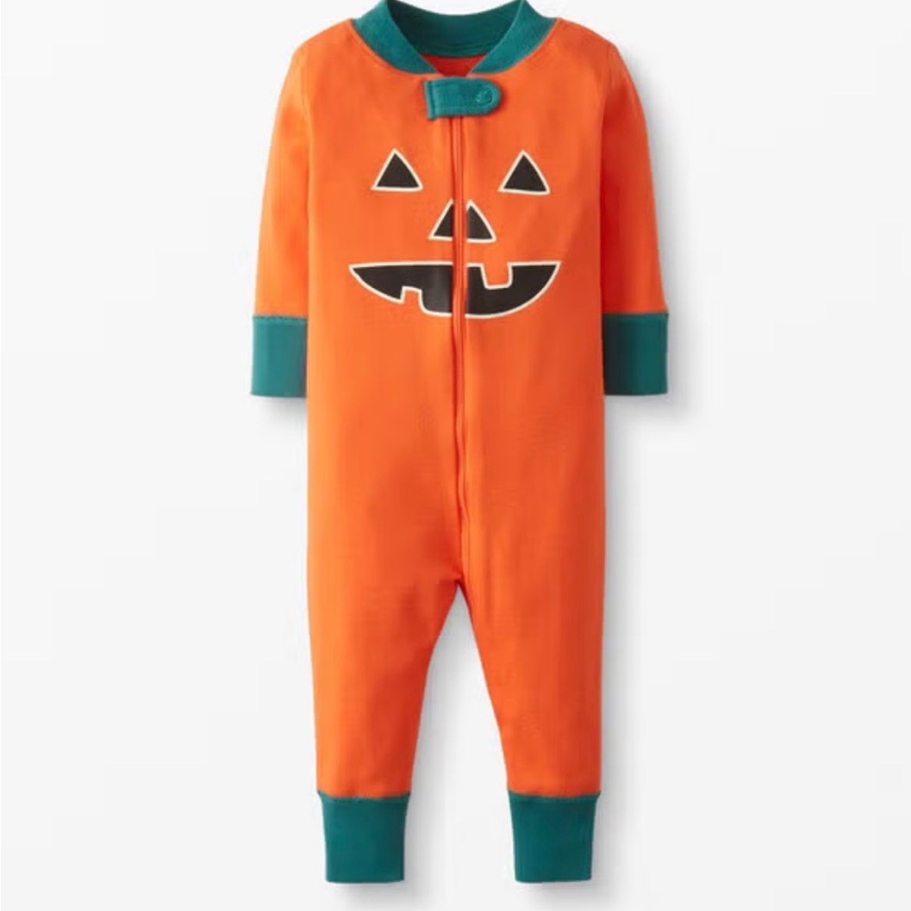 Hanna Andersson Jack-o-lantern Onesie with Pumpkin Hat